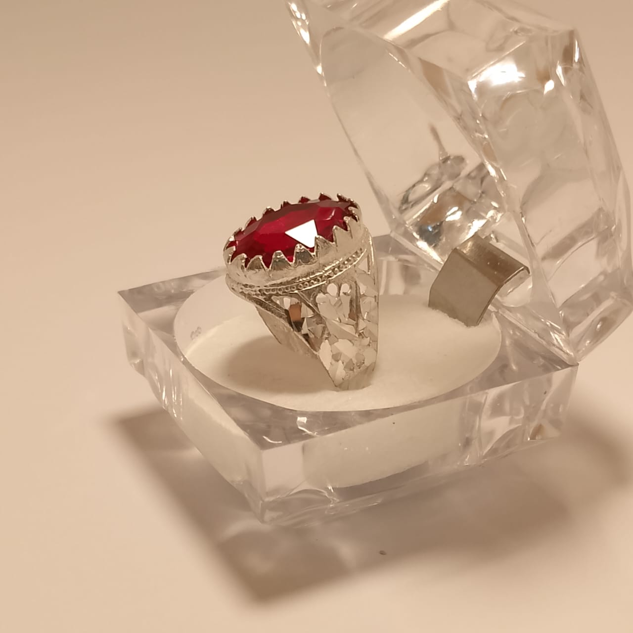 Elegant 20 Carat Cubic Zirconia Ring, Oval Cut, Size 18
