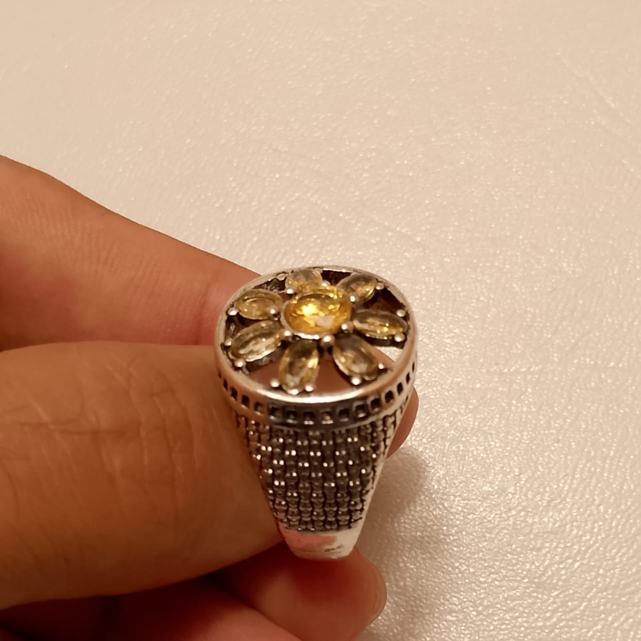 Multiple Stones Pukhraj Ring | Step Cut | Turkish Style