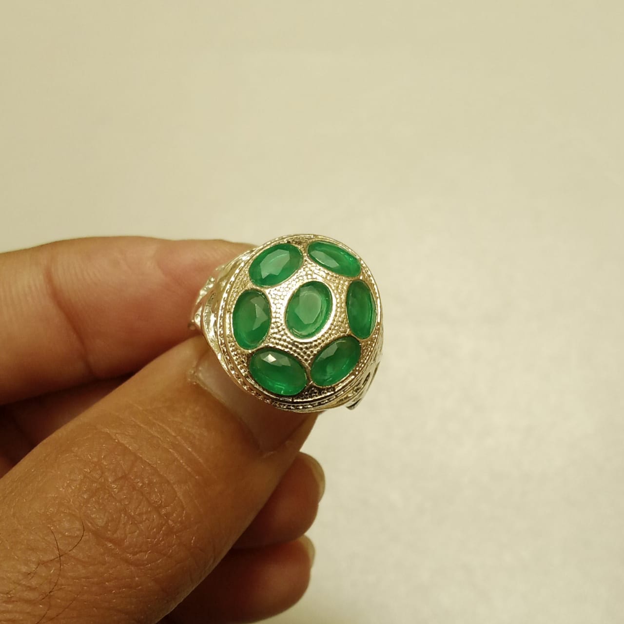 Multiple Stone Emerald Ring | Step Cut Zamrud Panna | Italian Style Ring