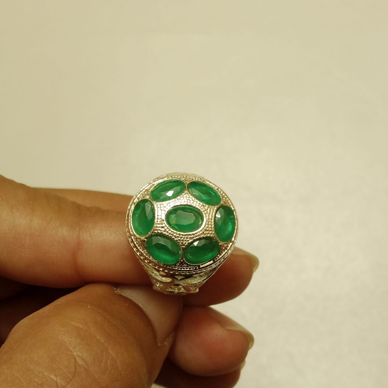 Multiple Stone Emerald Ring | Step Cut Zamrud Panna | Italian Style Ring