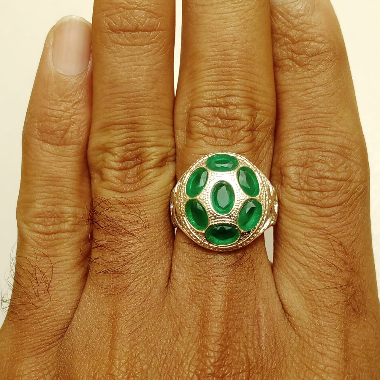 Multiple Stone Emerald Ring | Step Cut Zamrud Panna | Italian Style Ring