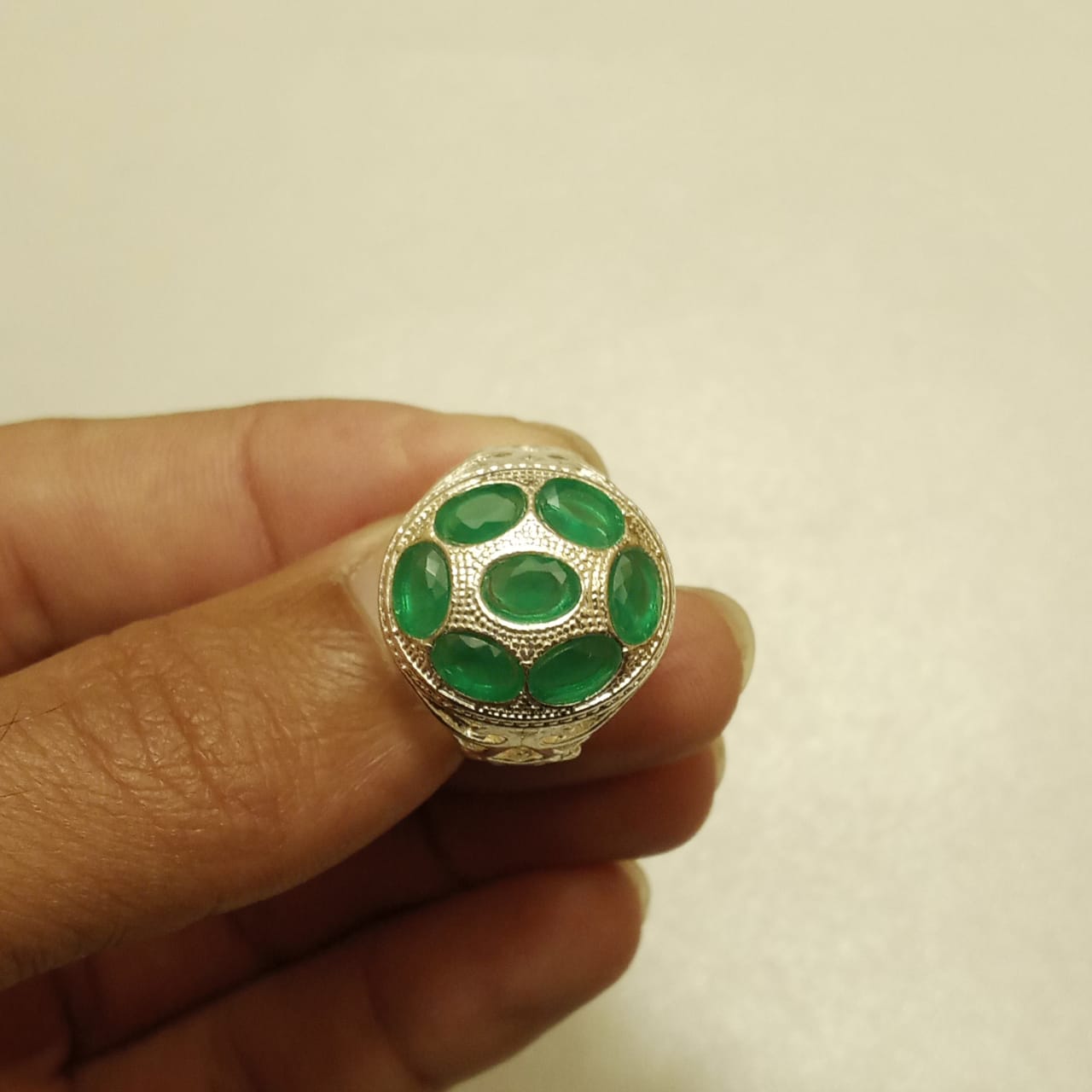 Multiple Stone Emerald Ring | Step Cut Zamrud Panna | Italian Style Ring
