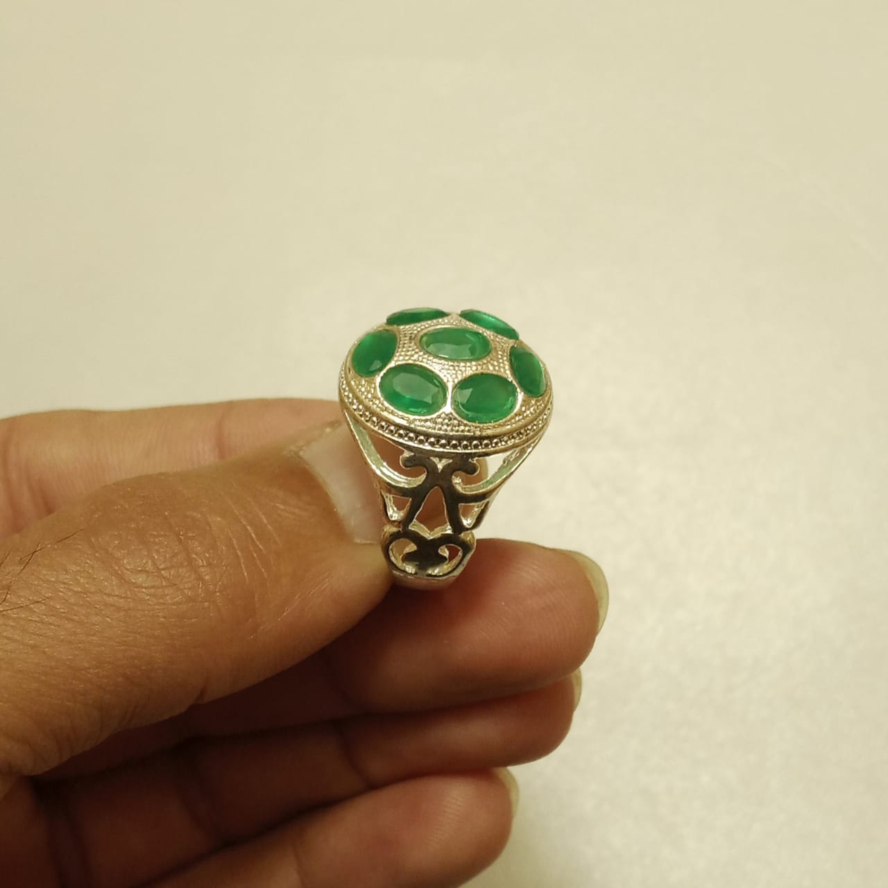 Multiple Stone Emerald Ring | Step Cut Zamrud Panna | Italian Style Ring