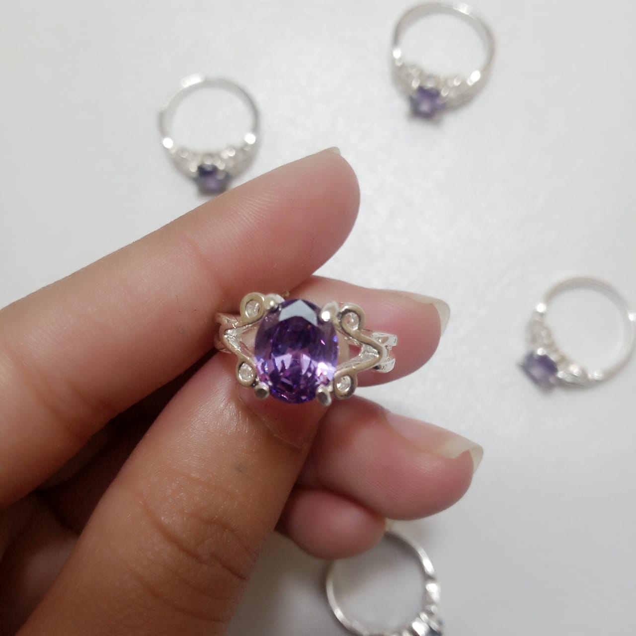 3 Carat Neelam Female Ring | Step Cut | CODE N-14