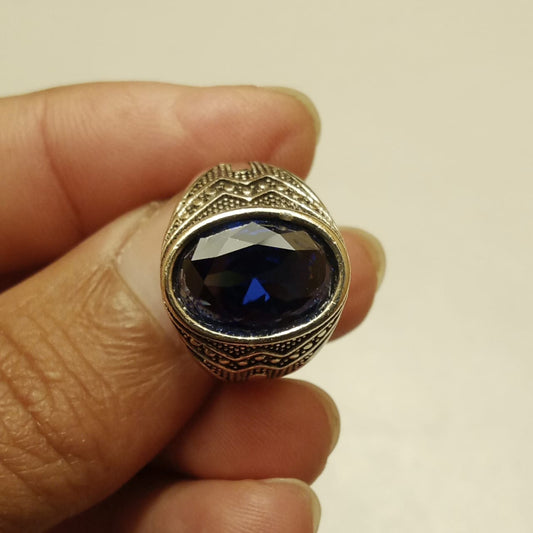 11 Carat Neelam Ring | Step Cut | Turkish Style Ring
