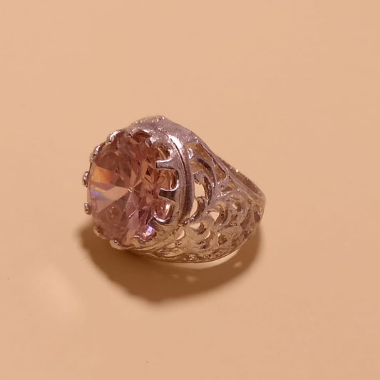 Elegant 30 Carat Zircon Ring, Round Cut, Size 21