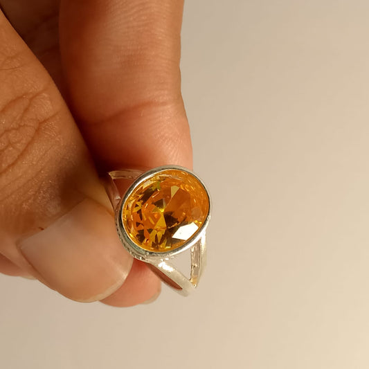 Pukhraj Ring | Step Cut | Golden Yellow Pukhraj