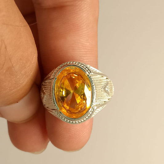 Italian Pukhraj Ring | Step Cut | Golden Yellow Pukhraj