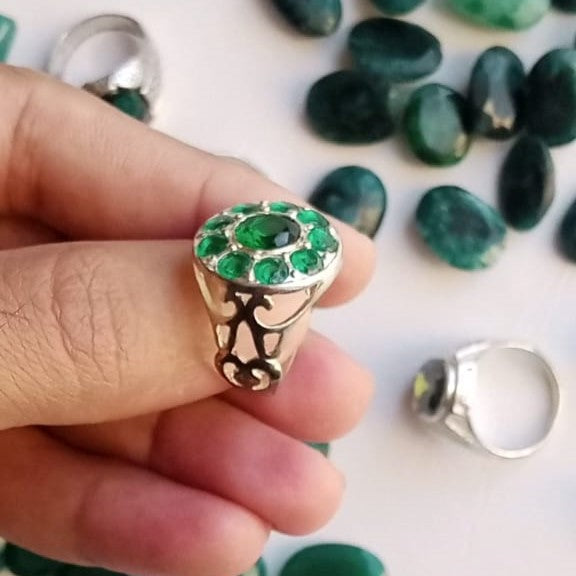 Multiple Stone Emerald Ring | Step Cut Zamrud Panna | Italian Style Ring