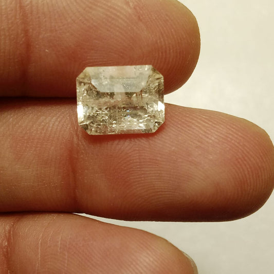White Pukhraj | White Sapphire | Emerald Cut