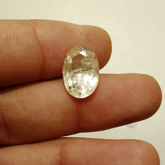White Pukhraj | White Sapphire | Oval shape | Step Cutting