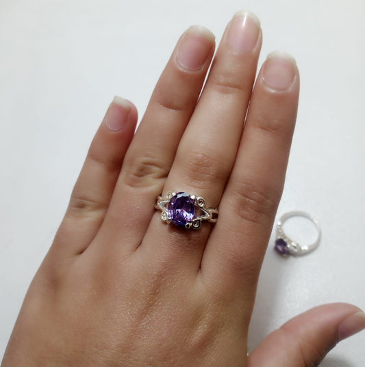 3 Carat Neelam Female Ring | Step Cut | CODE N-14