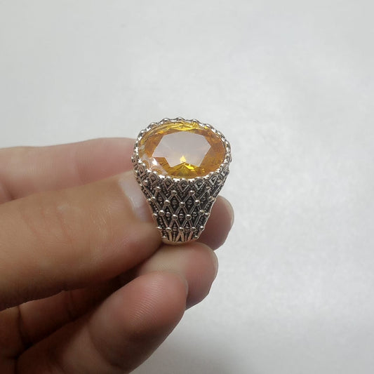 12 Carats Pukhraj Ring | Step Cut | Golden Yellow Pukhraj