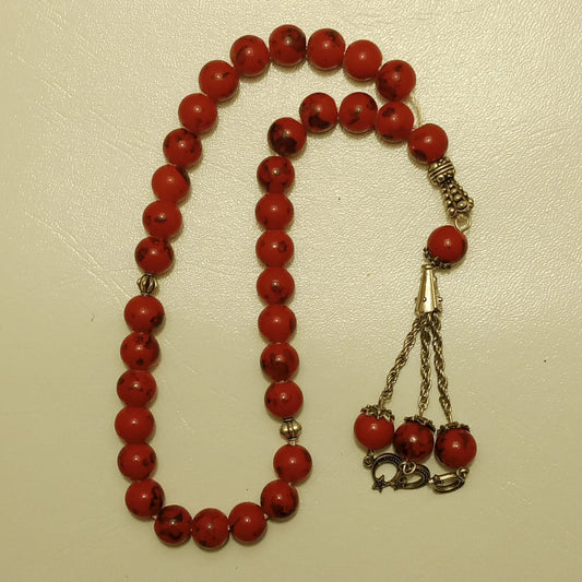 Marjan Tasbeeh | Red Coral Tasbih | 33 Beads | 15 mm
