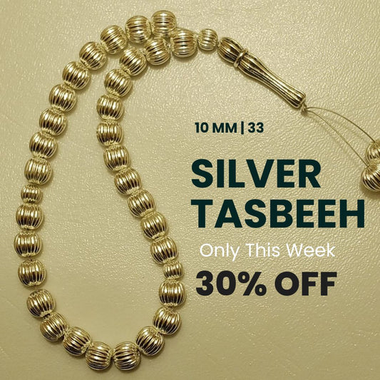 Silver Tasbeeh | Italian Crafted design  | 33 Beads | 10 mm | Free GIFT BOX