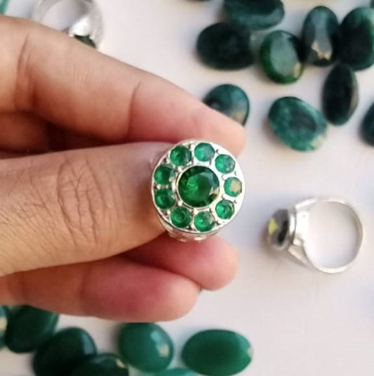 Multiple Stone Emerald Ring | Step Cut Zamrud Panna | Italian Style Ring